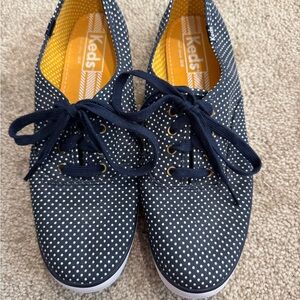 Keds Navy and White Polka Dot Sneakers